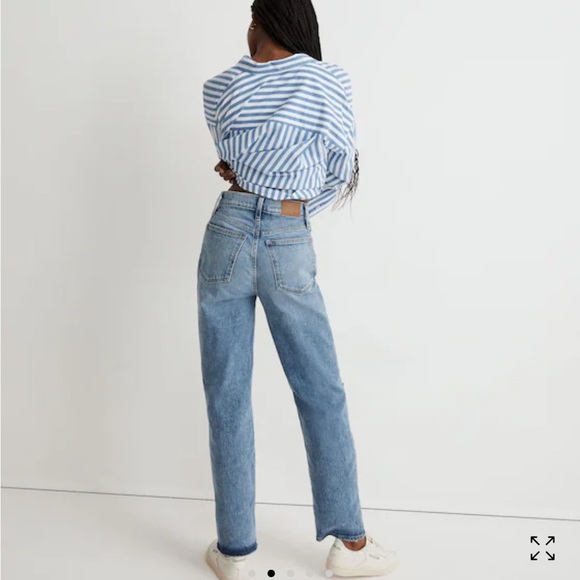 Madewell The Perfect Vintage Straight Jean in Kingsbury Wash Knee-Rip Edition 27 - Picture 3 of 9